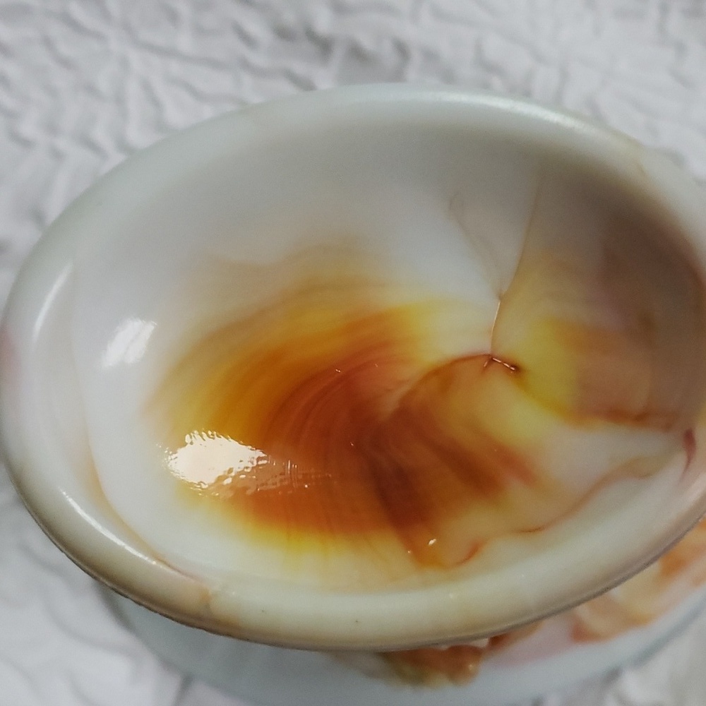 Small Akro Agate Lily Vase White and Orange Slag Depression Glass - Picture 12 of 16